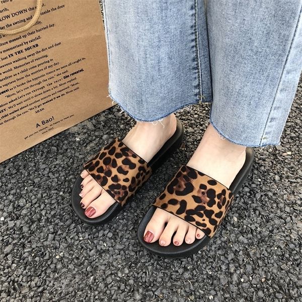 

summer slides leopard indoor & outdoor slippers platform sandals shoes women slip on flip flops zapatillas mujer y200424, Black