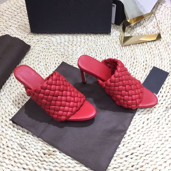 

new style high heel sandals with pointed braided and stitched on the head, Black
