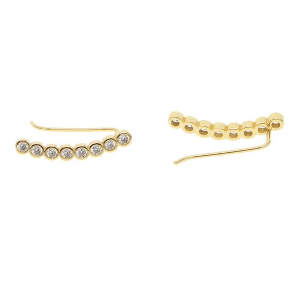 

stud gold filled + cubic zirconia multi piercing look long climber cz earring wholesale, Golden;silver