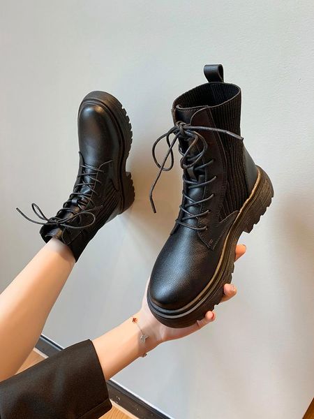 

lolita boots brand women's shoes clogs platform booties ladies round toe boots-women fashion summer rock rubber ankle, Black