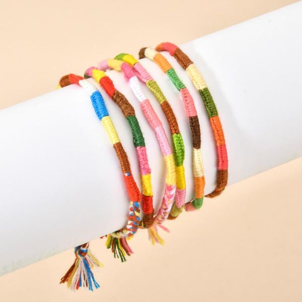 

charm bracelets zmzy boho color handmade waterproof woven thread wrap bracelet simple rope knot friendship for men women, Golden;silver