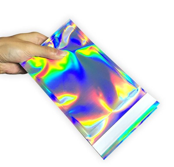 

100pcs laser self sealing plastic envelopes mailing storage bags holographic gift jewelry poly adhesive courier packaging bags wmtcwa