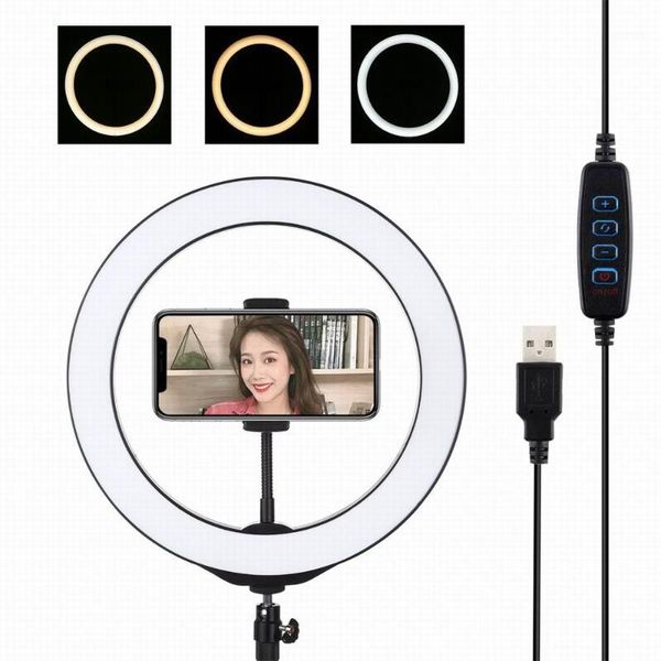 

flashes 10.2 inch ring light with stand led camera selfie for make up tripod phone holder video accessories1