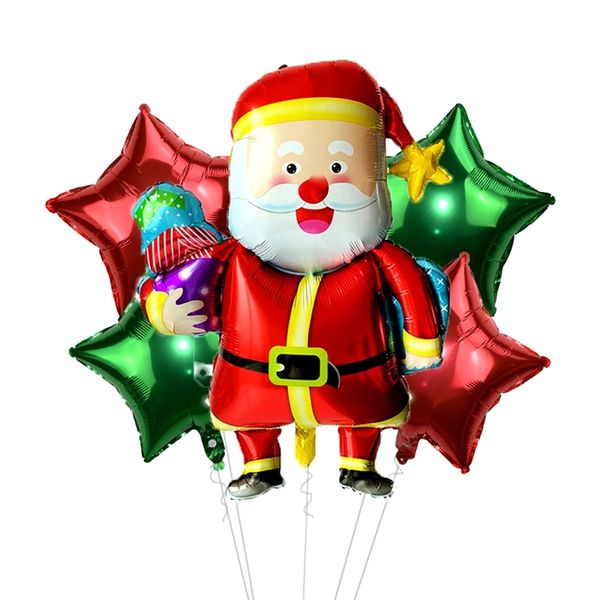 

5pcs/set cartoon santa claus snowman foil christmas decorations party balloons inflatable helium balloon kids toy