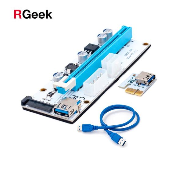 

computer cables & connectors ver008s 3 in 1 molex 4pin sata 6pin pcie pci-e pci express riser card 1x to 16x usb 3.0 cable for mining miner