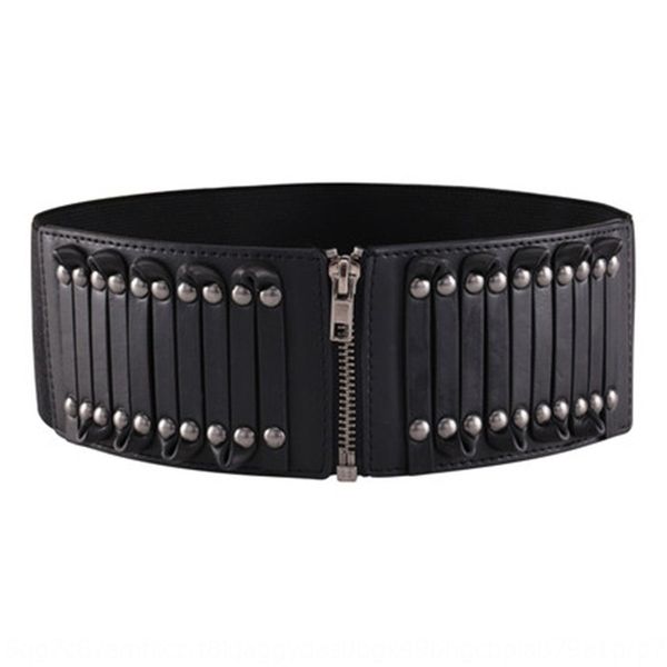 

fashion zipper band bandcoat elastic band rivet with coat women's elastic belt women's style wide waist seal mixed batch wlrha, Black;brown