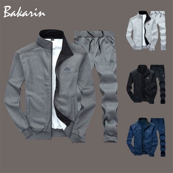 

tracksuit men fashion mens set two pieces zipper warm sweatshirt jacket+sweatpants moleton masculino sets sweatsuits men romper lj201126, Gray