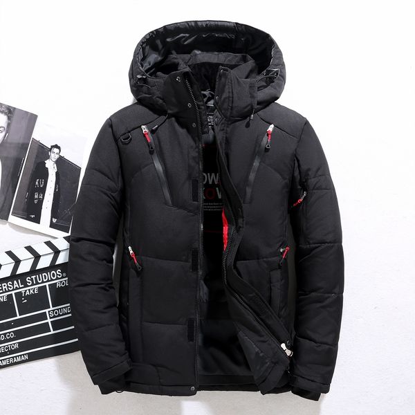 

2021 new male winter parkas men white down jacket hooded outdoor thick warm padded snow coat oversize m-4xl jmlv, Black