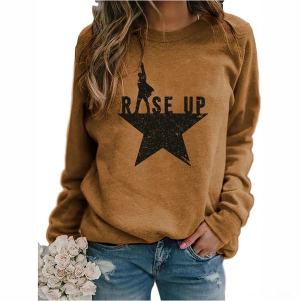 

2020 осенью и зимой женщин возвышение футболку sweatersweater свитер вверх письма печать вокруг шеи длинный рукав футболки rxcax, Black
