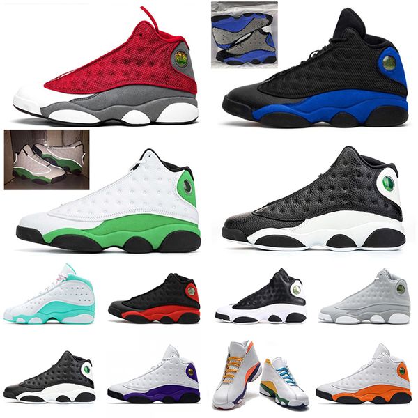 

jumpman 13 13s men women basketball shoes starfish reflective playground hyper royal flint lucky red greed aurora sports sneakers, White;red