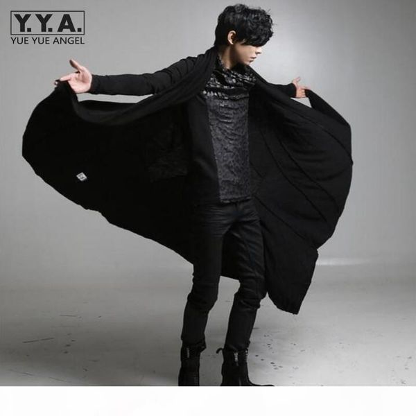 

european american avant-garde long style trench mens black punk rock style outerwear men's clothing personality mens coats, Tan;black