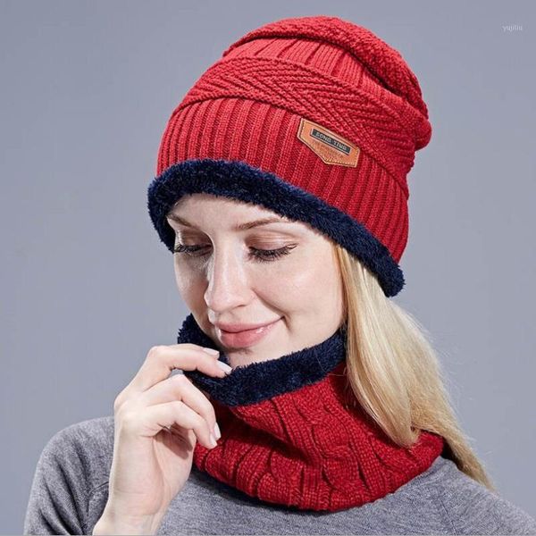 

beanies winter men warm fur hat scarf soft knitted set skullies for women caps1