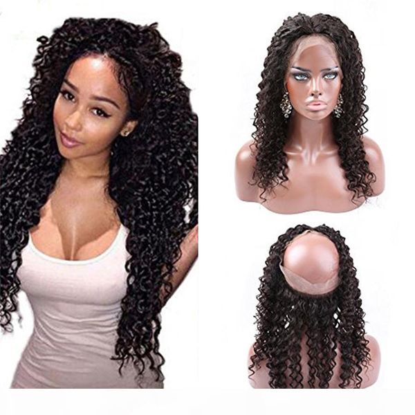 

deep wave brazilian human hair 360 lace frontal closure brazilian virgin hair 360 lace band frontal closure 22*4*2 ing, Black;brown