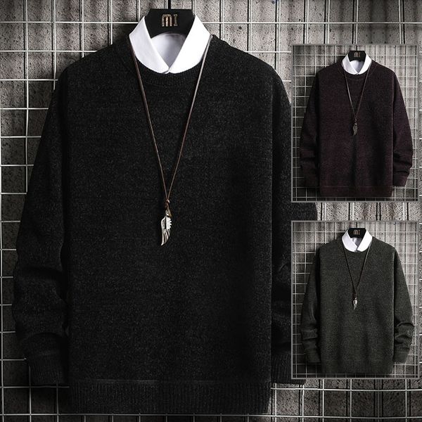 

men's sweaters men black red long sleeves autumn winter pullover knitted o neck plus oversize 5xl, White;black