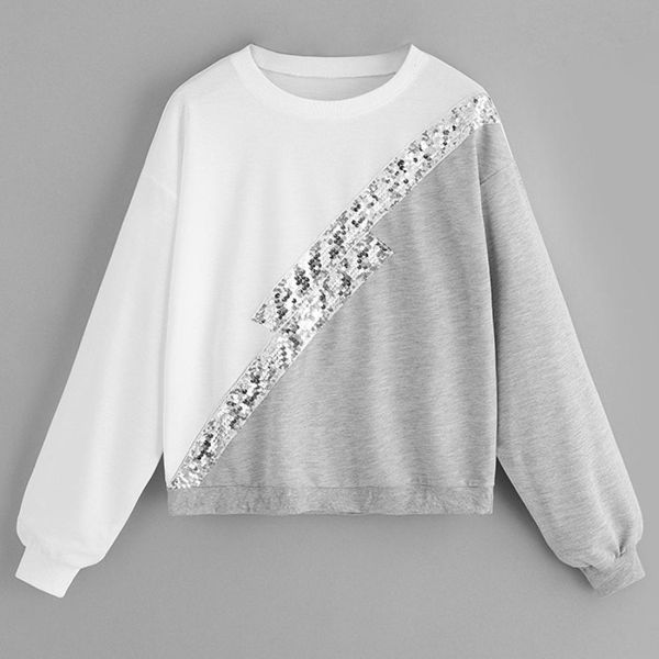 

sequined contrasting loose sweatshirt, Black