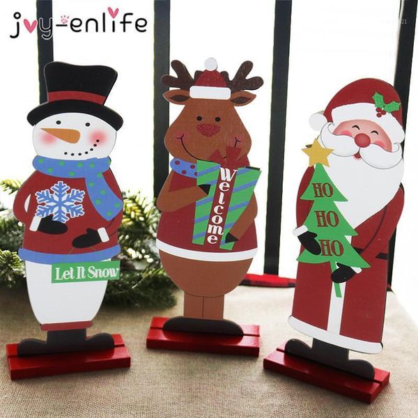 

christmas decoration deskwood crafts santa claus elk christmas ornaments 2021 new year gift xmas home table decor noel kerst1