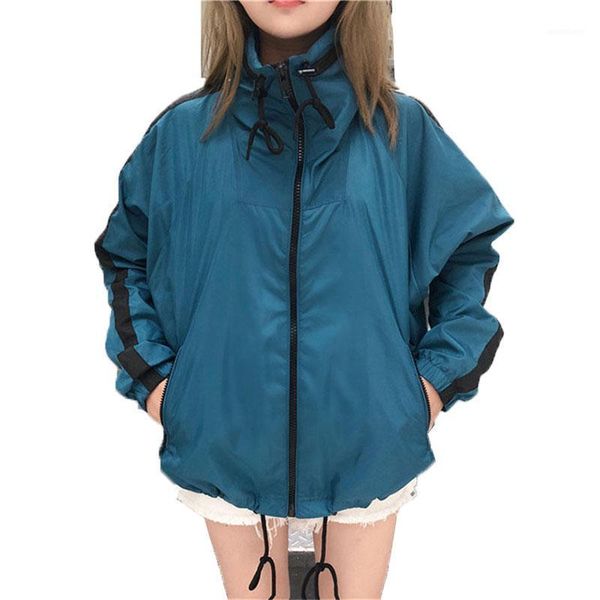 

2020 new spring autumn jacket women's short zipper coat thin section large size loose summer sunscreen clothing female coat a1231, Black;brown