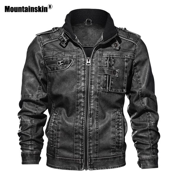 

mountainskin 7xl men's pu jacket coat autumn slim fit faux leather motorcycle jackets male coats brand clothing sa591 c1103, Black;brown