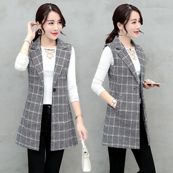 

women's suits & blazers long plaid ladies blazer coat jacket slim winter blaser women suit female feminine femme autumn outwear1, White;black