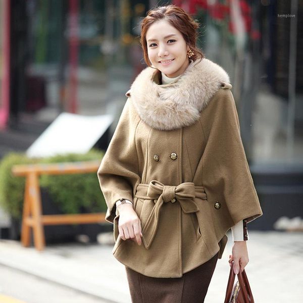 

female show thin cloth coat collars of new fund of 2020 autumn winters double-breasted apricot woolen cloth coat cultivate1, Black