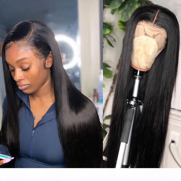 

360 full lace human hair wigs pre plucked for black women glueless straight real virgin malaysian hair 360 lace front wig baby hair, Black;brown