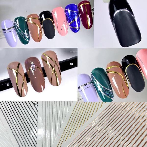 

stickers & decals 3d metal wave strip multi-size lines nail flexible stripes, 5 colors gold stripe chrome tape sticker, Black
