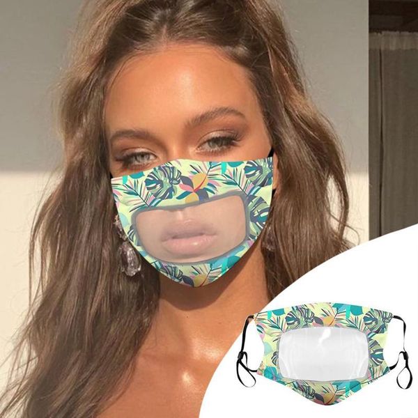 

aizogffor germ protection fashion adults with clear face-mask window visible cotton mouth face maskswashable and reusabl