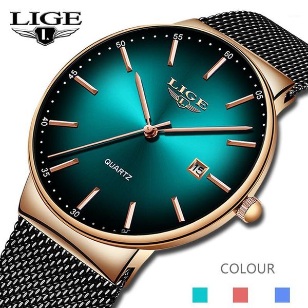 

lige sports date mens watches waterproof fashion cool watch men ultra thin dial quartz watch relogio masculino1, Slivery;brown