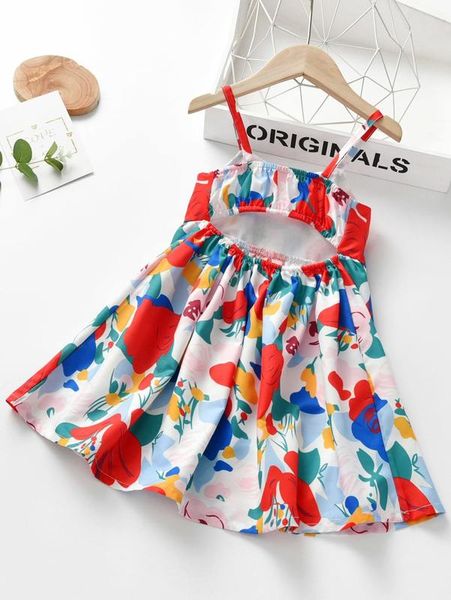 

toddler girls allover floral cut out cami dress she, Red;yellow