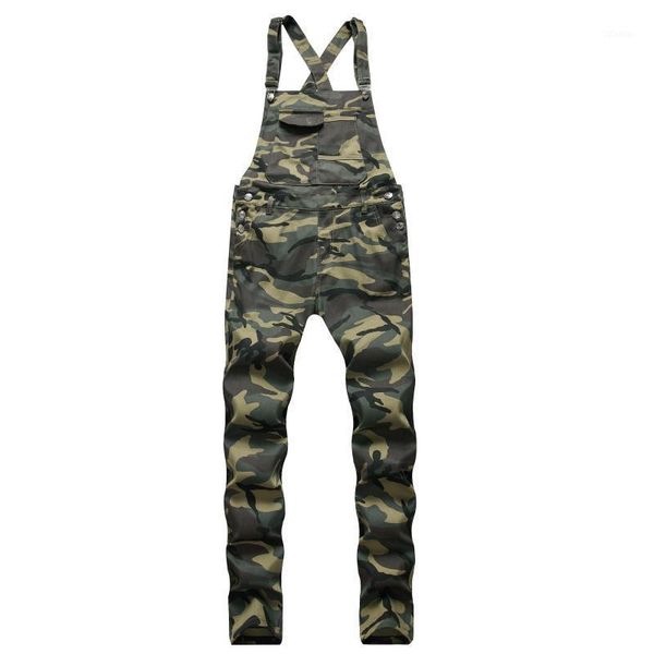 

men's jeans 2021 men's retro camouflage denim trousers casual slim one-piece tooling shoulder strap jeans1, Blue