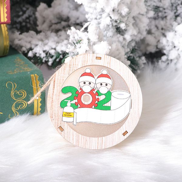 

fast shipping face mask doll wooden christmas pendant with light christmas tree decoration toilet paper survivor blessing pendant f7502