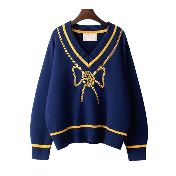 

new fashion autumn and winter fashion designer high-end fashion pullover loose v-neck sweater mid-length knit sweater coat jacket women swea, White;black