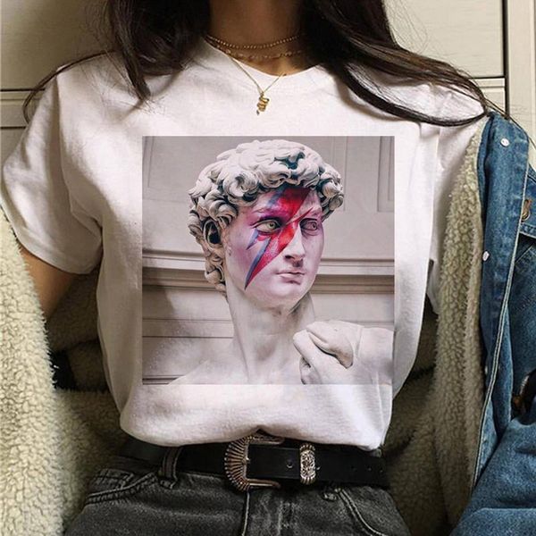 

funny women t shirt michelangelo korean kawaii ulzzang tshirt female graphic short sleeve print t-shirt o-neck fashion, White