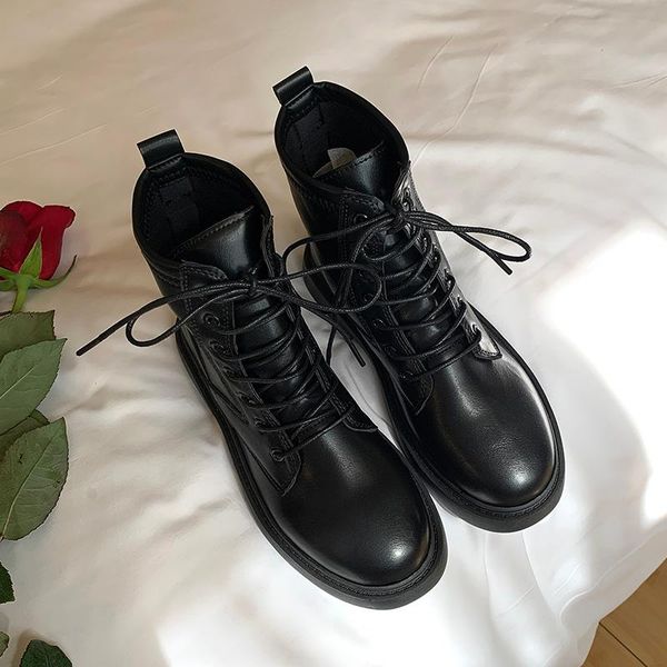 

lady boots boots-women brand women's shoes round toe booties woman 2020 low heel winter footwear ladies fashion autumn, Black