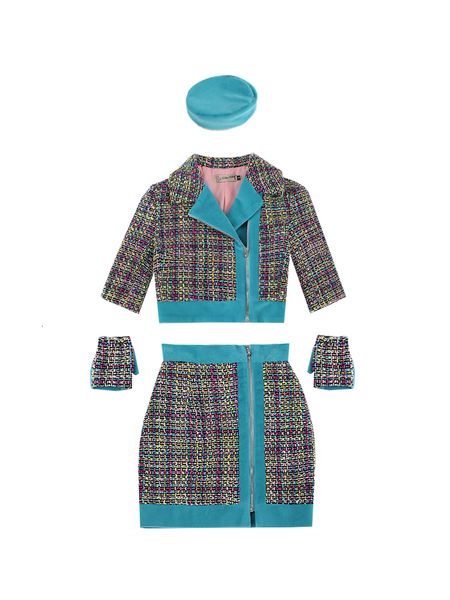 

2021 new le palais original of vintage hit locomotive color short coat and women's wool skirt two pieces winter clothes together ymef, Black;gray