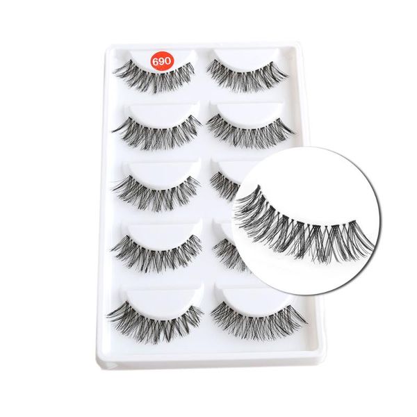 

5 pairs black messy cross false eyelashes natural long eyelash big eyes makeup fake eye lashes extension tools