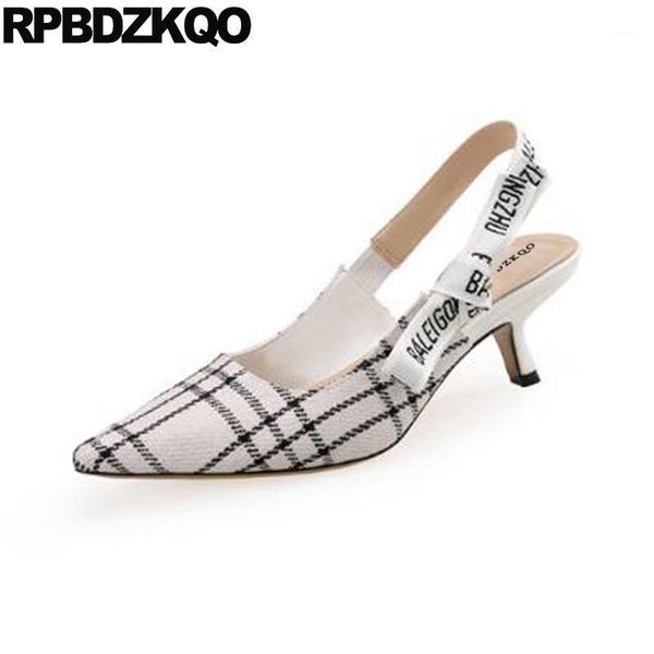 

size 33 plaid big  42 11 43 4 34 pointed toe slingback 2019 women pumps shoes high heels kitten multi colored ladies1, Black