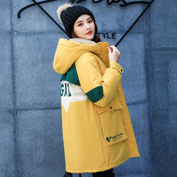 

women long jackets 2020 winter parka safari style hooded korean thick patchwork plus size coats doudoune femme hiver