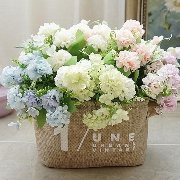 

9 heads hydrangea artificial flowers ball bunch fake flowers silk diy home decor faux wedding decoration table bouquet1