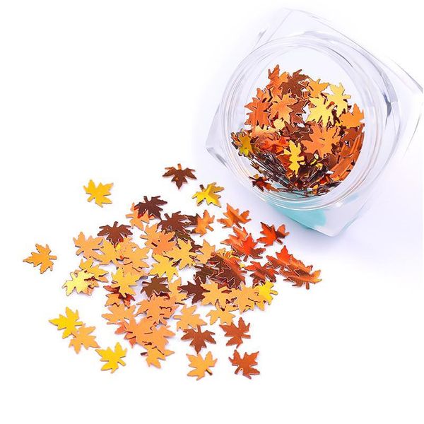 

1 box maple leaves nail art sequins sparkling fall glitter nails paillette chameleon stickers maple leaf shape nail dec jllnvn, Silver;gold