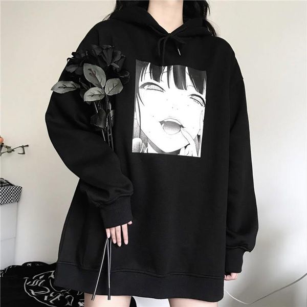 

black harajuku hoodie girls cool oversized sweatshirt females japan ulzzang females fashion punk hoodie streetwear