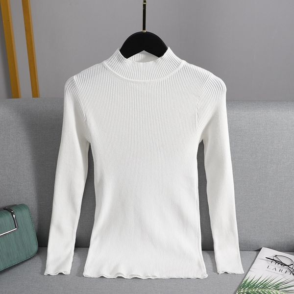 

2021 new autumn winter basic women pullover knitted soft turtleneck female silm sweater oqyc, White;black