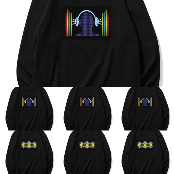 

wireless voice control long sound sleeved clothes bright clothes led batteries electric sound dancing and tiktok q39hw, Black