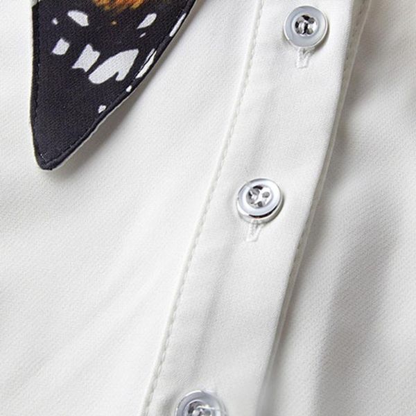 

women pure color butterfly printing lapel choker necklace shirt fake false collar 2018 new wo qylphe, Blue;red