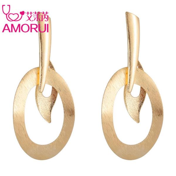 

dangle & chandelier amorui femme hiphop gold large big long drop wedding statement earrings for women leaf circle earings brincos, Silver