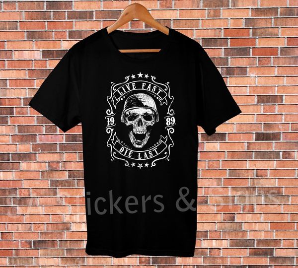 

sport 2019 new casual cool tee shirt quality retro motorbike 100% cotton t-shirt with live fast die last skull t-shirt