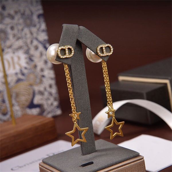 

new gold pearl earrings female red tassel, Golden