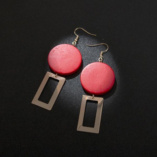 

новая мода diy деревянный круглый серьги длинные серьги раздел геометрическая прямоугольник серьги для женщин оптовой продажи ювелирных изде, Golden