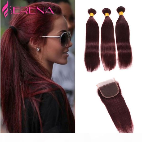 

rosa hair beauty malaysian straight virgin hair 3 bundles 99j malaysian straight human hair weaving 8''-30"length s, Black;brown