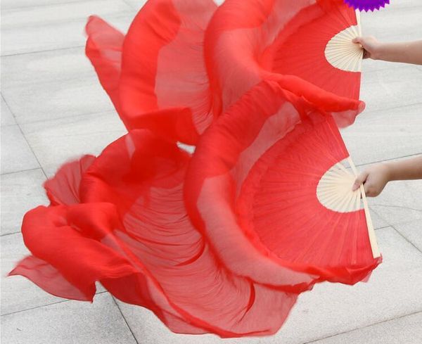 

kids plain white belly dance fan veils silk hand fan belly dancer stage practice fans 120cm solid purple blue red, Black;red